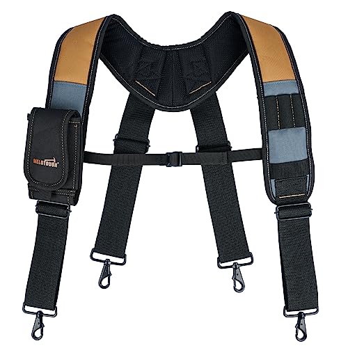 MELOTOUGH Tool Belt with Suspenders Tool Bag Suspenders Framers Comb Apron Tool Belt Construction Tool Pouch Builder Heavy Duty Carpenter Suspension MELOTOUGH