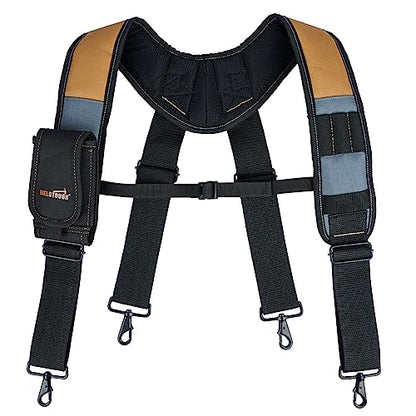 MELOTOUGH Tool Belt with Suspenders Tool Bag Suspenders Framers Comb Apron Tool Belt Construction Tool Pouch Builder Heavy Duty Carpenter Suspension - WoodArtSupply