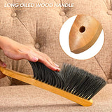 2 Pieces Wooden Bench Brushes Fireplace Brush Horse Hair Bench Brush Soft Bristles Long Wood Handle Dust Brush for Hearth Tidy Car Home Workshop Patelai