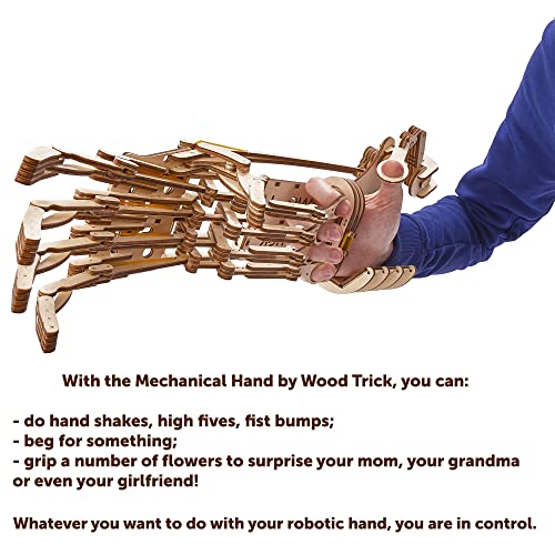 Wood Trick Wooden Robot Hand 3D Wooden Puzzle - Robotic Hand Wood Model Kit to Build - WoodArtSupply