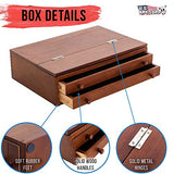 US Art Supply Walnut 2-Drawer Adjustable Wooden Storage Box with Fold Up Solid Drawing Easel US Art Supply
