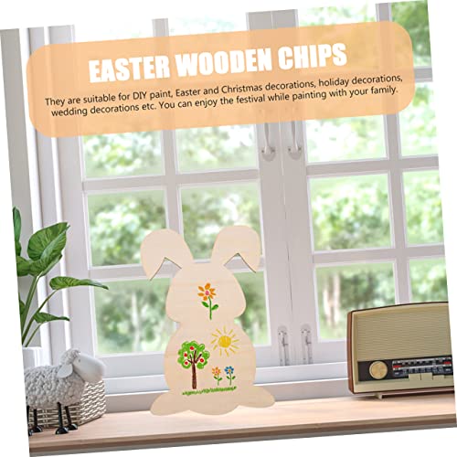 Kisangel 12 pcs Rabbit Shaped Wood Chips Unfinished Wood Bunny Easter Bunny Unfinished Wood Crafts Bunny Unfinished Wood Slices Decor Bunny Hanging Kisangel