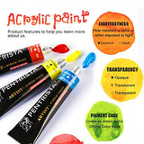 PENTRISTA Acrylic Paint Set,48 Colors Artist Grade Acrylic Paints for Artists,12ml/Tube with 3 Art Brushes & 1 Palette for Beginners and Kids, Craft PENTRISTA