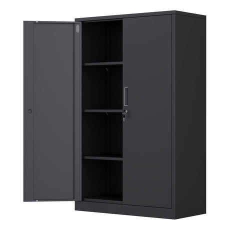 iJINGUR Metal Storage Cabinet with Locking Doors and 3 Adjustable Shelves, 53.5-Inch Tall Lockable Steel Storage Cabinets for Home Office Garage iJINGUR