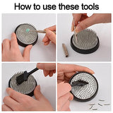 WANDIC Flower Arrangement Vase Kit, Black Pebble Ceramic Planter Pot with 4cm Kenzan Flower Frog Pottery Floral Arranging Pin Needle Holder for Desk WANDIC