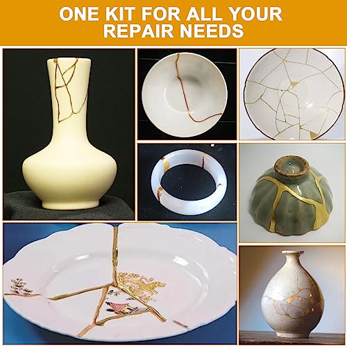 Deuvuo Kintsugi Repair Kit Gold, 21 Pcs Revolutionary Kintsugi Kit to  Revive Your Broken Ceramic Mug Bowl Pottery Keepsakes with Ease - Perfect  for