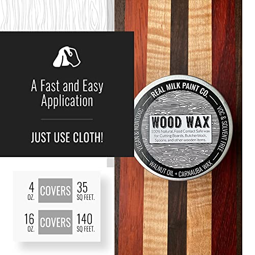 Real Milk Paint, Wood Wax for Wood Finishing, Unfinished Wood Furniture, Cutting Boards, Butcher Blocks, Food Grade, Vegan, 4 oz - WoodArtSupply