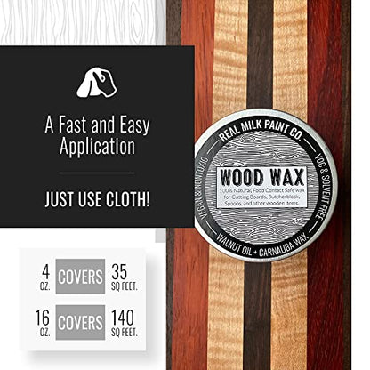 Real Milk Paint, Wood Wax for Wood Finishing, Unfinished Wood Furniture, Cutting Boards, Butcher Blocks, Food Grade, Vegan, 4 oz