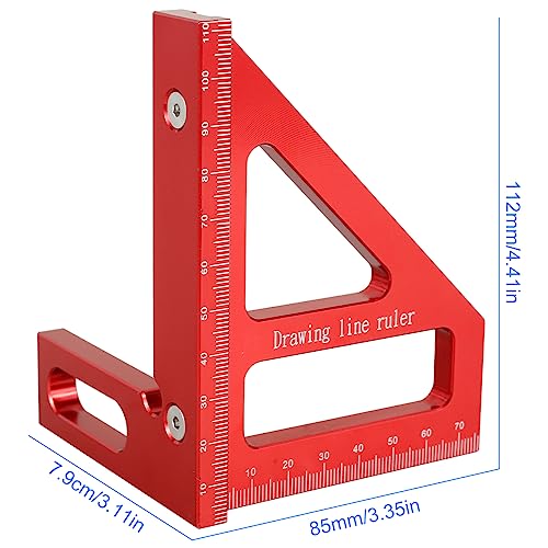 3D Multi-Angle Measuring Ruler, 45/90 Degree Woodworking Square Protractor Aluminum Alloy, Miter Triangle Ruler, Layout Measuring Tool for Engineer Tzgsonp