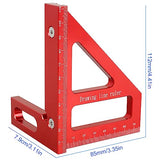 Woodworking Square Protractor, 3D Multi-Angle Measuring Ruler, 45/90° Aluminum Alloy Woodworking Ruler,Miter Triangle Ruler,Precise Protractor Angle KOUISYY