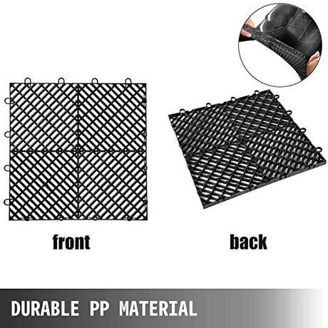 Happybuy Tiles Interlocking 50 PCS Black, Drainage Tiles 12x12x0.5 Inches, Deck Tiles Outdoor Floor Tiles, Outdoor Interlocking Tiles, Deck Flooring Happybuy