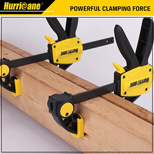 HURRICANE Clamps for Woodworking, 6 Pack One-Handed Bar Clamps, Quick Release Wood Clamps Set, Table Clamps for Woodworking, Ratcheting Bar Clamp - WoodArtSupply