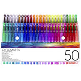 CHROMATEK Glitter Pens 100 Set Best Colors. 200% The Ink: 50 Gel Pens, 50 Refills. Super Glittery Ultra Vivid Colors. No Repeats. Professional Art CHROMATEK