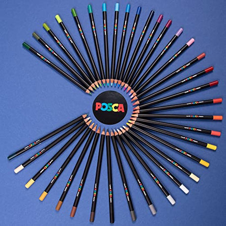 Posca Oil and Wax Coloring Pencils Art Set, 36 Prismacolor Colored Pencils, Drawing Supplies, Color Pencils, Watercolor Pencils, Colored Pencils for Uni Posca