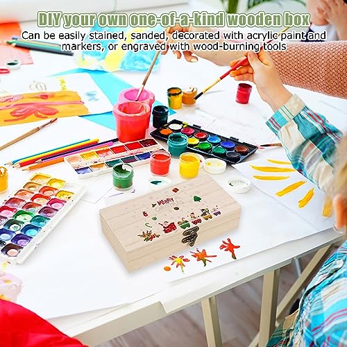 CYEAH Unfinished Wood Box Set of 8, 7.8 x 4 x 2 inch Rectangle Crafts Wooden Box, Wooden Storage Box with Hinged Lid for Crafts, Rustic Wood Gift CYEAH