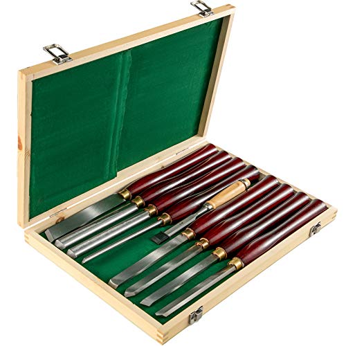 Mophorn Woodworking Lathe Chisel Set 8 Piece Set Lathe Chisel HSS Steel Blades Wood Turning Tools Wooden Case for Storage for Wood Carving Root - WoodArtSupply