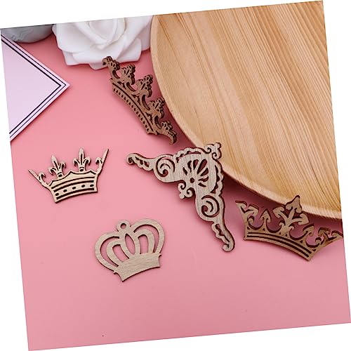 ABOOFAN 10 Pcs Natural Wood Slices Unfinished Natural Wood Slice Crown Pattern Slices Pendant Wooden Mix ABOOFAN