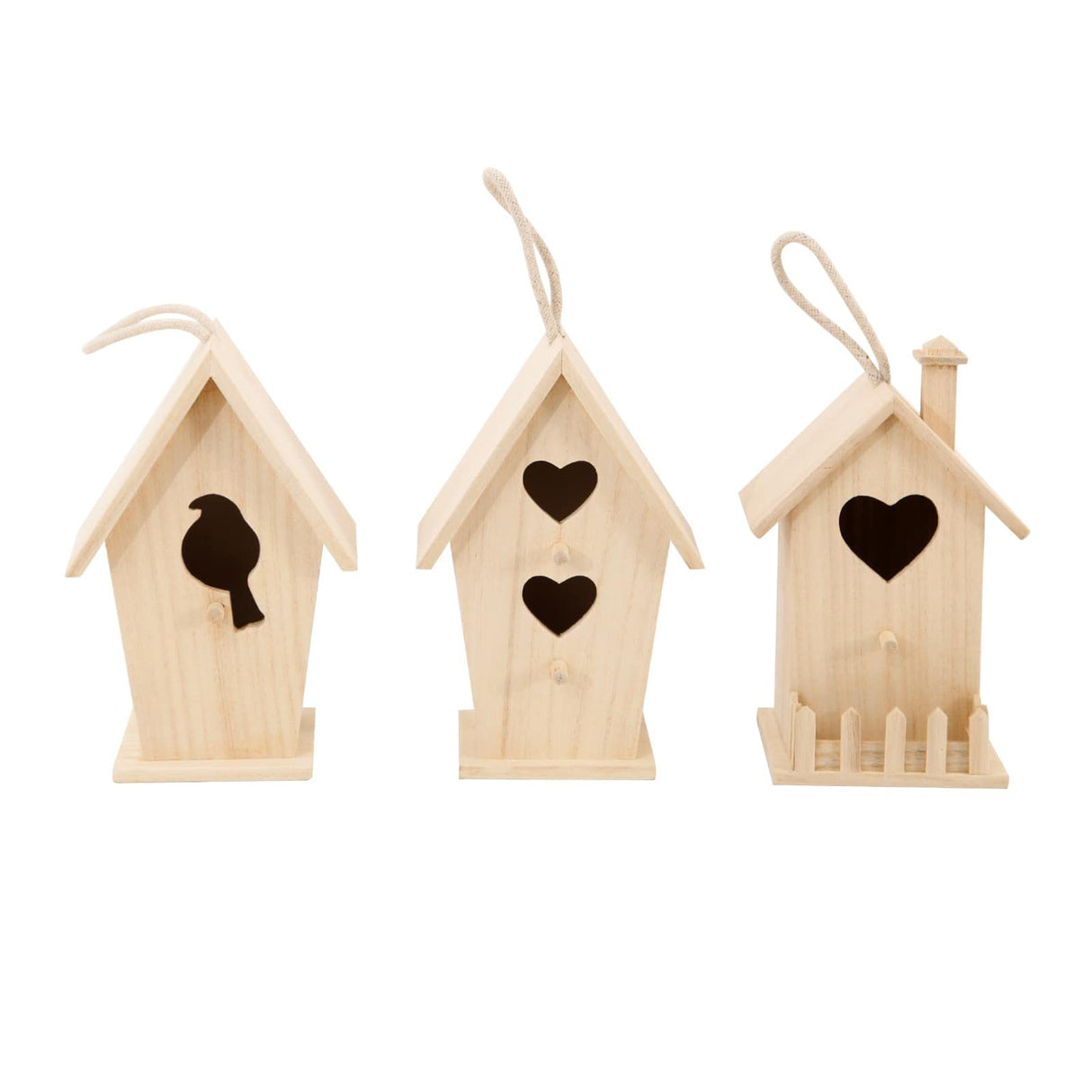 8" Wooden Assorted Birdhouse by Make Market - Unfinished Birdhouse Made of 100% Wood, Outdoor Nesting Boxes - Bulk 6 Pack Make Market