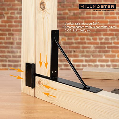 HILLMASTER Gate Corner Brace Bracket Heavy Duty Anti Sag Gate Frame Kit Adjustable Gate Hardware for Wooden Fences, Shed Doors, Driveway Gates,