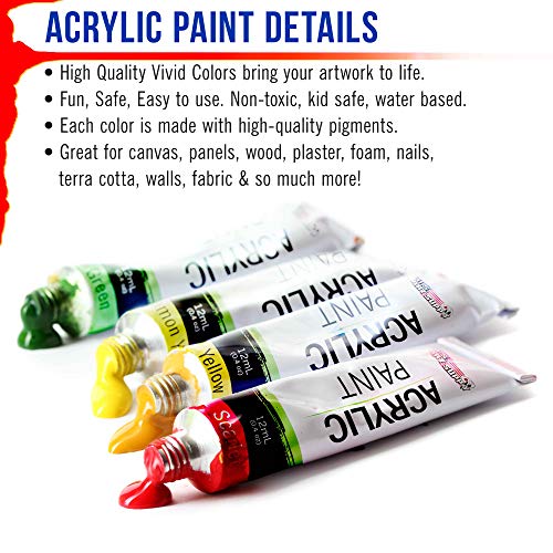 U.S. Art Supply Professional 12 Color Set of Acrylic Paint in 12ml Tubes - Rich Pigment Vivid Colors for Artists, Students, Beginners, Kids, Adults - U.S. Art Supply