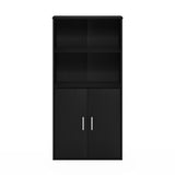 Furinno Pasir Storage Cabinet with 2 Open Shelves and 2 Doors, Black Oak Furinno