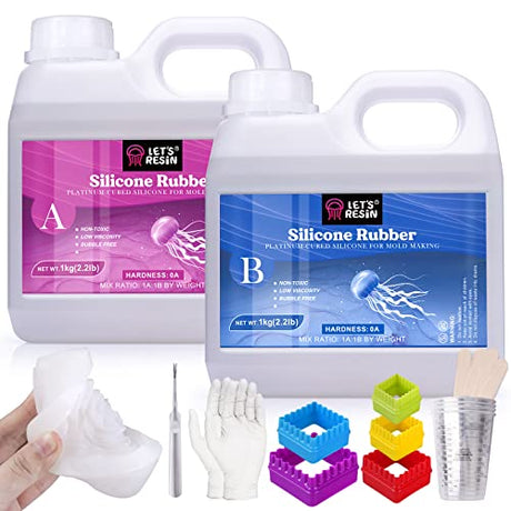 LET'S RESIN Silicone Mold Making Kit 0A, Extra Soft & Elastic Molding Silicone 70.5oz, Liquid Silicone for Mold Making Platinum Cure, Ideal for 3D LET'S RESIN