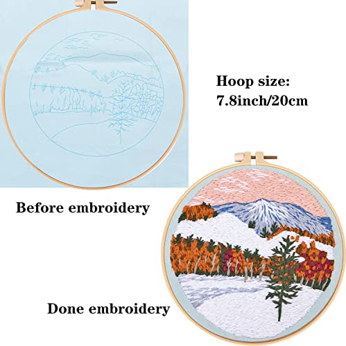 Tcbasrt 4Pack Embroidery Starters Kit with Pattern for Beginners Adults, Cross Stitch Kits Include 2 Embroidery Hoops,4 Embroidery Clothes with Tcbasrt