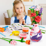 Drama Planet Flower Craft Kit for Kids, Make Your Own Flower Bouquet with Air Dry Clay, Arrange Clay Flowers & Create Personalized Art, Great Gifts Drama Planet