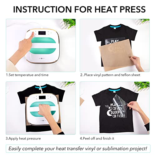 HTVRONT Heat Press Machine for T-Shirts, Portable Heat Press 10"X10", Iron Press for Sublimation and HTV Vinyl Shirt Press Machine for Hat, Bags, HTVRONT