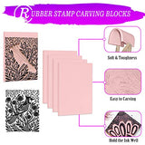 WAYCOM Rubber Stamp Making Kit,Rubber Carving Block Linoleum Cutter Set Rubber Stamp Carving Block Craft Ink Pad Hobby Knife Pencil for DIY Stamp WAYCOM