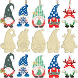 25 Pieces Christmas Wooden Gnome Cutouts Slices Unfinished Blank Wood Hanging Ornaments with 25 Ropes for Christmas Tree DIY Craft Making Painting PEVOGON
