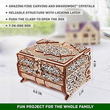 Wood Trick Treasure Box 3D Wooden Puzzle for Adults and Kids to Build - Cute & Neat Design - with Shimmering Crystals - Store Your Jewelry - DIY Gift Wood Trick