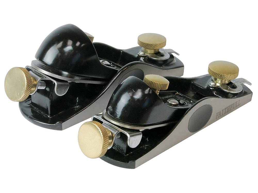 Faithfull FAIPLANEBPS 6012 and 912 Block Plane Twin Pack in Wooden Box Faithfull