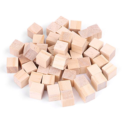 50pcs Wood Cubes for Craft WoodBlocks Handmade Woodcrafts for DIY Crafts Kids Toy Home Decoration(10mm) Hztyyier