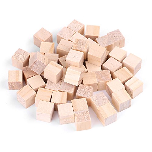 50pcs Wood Cubes for Craft WoodBlocks Handmade Woodcrafts for DIY Crafts Kids Toy Home Decoration(10mm) - WoodArtSupply