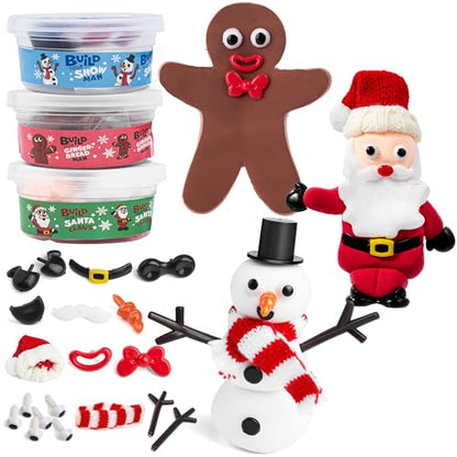 JOYIN Christmas Build Your Snowman, Santa Clasu and Gingerbread Man Craft Kit, 3 Packs Christmas Craft Kit for Arts and Craft Activities, Xmas DIY