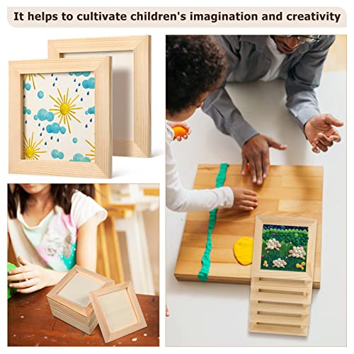 Tofficu 10 Pcs Wooden Picture Frames for Crafts, 4.72X4.72 Unfinished Wooden Frames Paintable Picture Frames, Wood Frames for Crafts Painting Tofficu