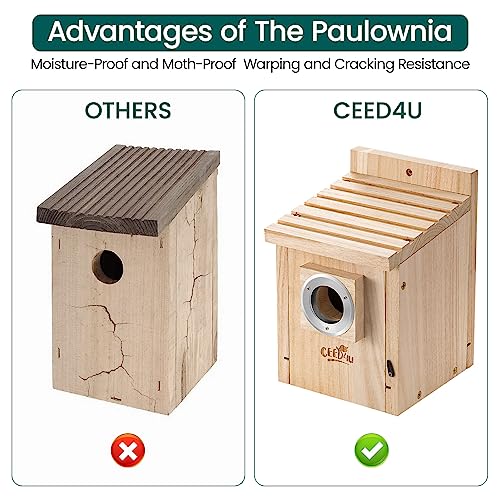 CEED4U Birdhouse, Wooden Bird House Cottages for Outside Clearance, Nesting Box with Mental Guard for Backyards, Courtyards, and Patios Decor, Large