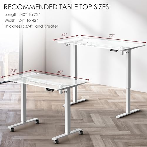 SHW Electric Stand Up Desk Frame Workstation | Ergonomic Standing Height Adjustable Computer Desk for Home and Office | White SHW