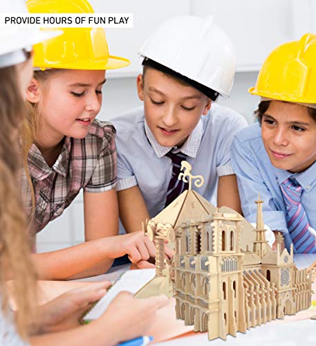 Puzzled 3D Puzzle Notre Dame Cathedral Wood Craft Construction Model Kit, Educational DIY Wooden Toy Assemble Model Unfinished Crafting Hobby Puzzle Puzzled