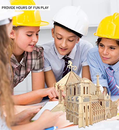 Puzzled 3D Puzzle Notre Dame Cathedral Wood Craft Construction Model Kit, Educational DIY Wooden Toy Assemble Model Unfinished Crafting Hobby Puzzle - WoodArtSupply