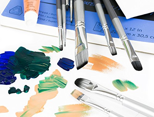 Adi's Art Pro Paint Brushes Set for Acrylic Oil Watercolor, Artist Face and Body Professional Painting Kits with Synthetic Nylon Tips (Grey, 10) ADIS&GUYS ART SUPPLY