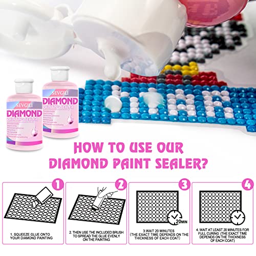 sevgili Diamond Painting Sealer Kits 240ML with Brushes, Diamond Art Sealer Puzzle Glue Diamond Painting Accessories and Tools,Diamond Painting Kits - WoodArtSupply