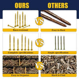 Bonost 450Pcs Wood Screws Assortment Kit - Assorted Wood Screws with Matching Bits - Torx Drive Wood Screw Set for Decking, Furniture, Woodworking Bonost