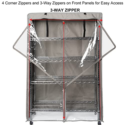 YLOVAN Storage Shelf Cover Wire Rack Shelving Dust Protective, Fits Racks 36''Wx14''Dx54''H One Side See Through Panel (Cover only) YLOVAN
