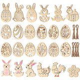 TOYANDONA 48 Pcs Easter Wooden Ornaments, Unfinished Wood Easter Cutouts Hanging Embellishments Easter Wooden Crafts for Kids Easter Party Supplies TOYANDONA