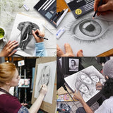 PANDAFLY Drawing Sketching Pencil Set, 22 Piece Pro Art Pencil Kit - Graphite Pencils (12B-2H), Black and White Charcoal Pencils, Charcoal Sticks, PANDAFLY