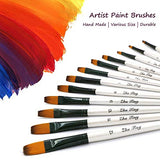 Artist Paint Brushes Set, 12pcs Professional Angular Paintbrushes for Acrylic Watercolor Oil Painting, Face Body Nail Art, Crafts, Canvas, Rock, Auhoahsil
