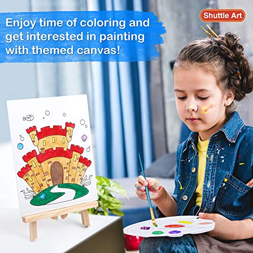 69 Pack Kids Paint Set, Shuttle Art Art Set for Kids with 30 Colors Acrylic Paint, Wood Easel, Canvas, Painting Pad, Brushes, Palette and Smock, Shuttle Art
