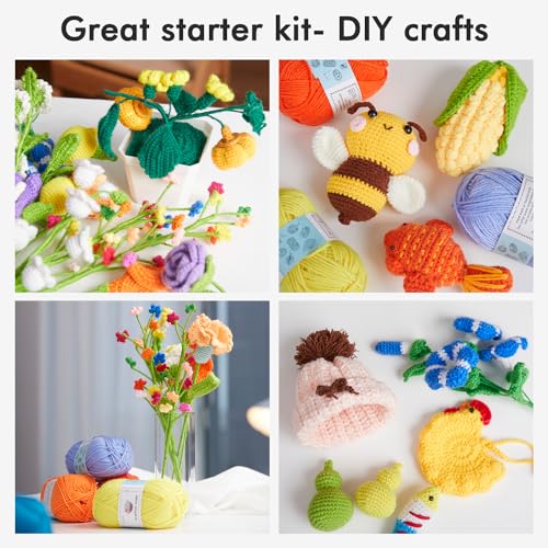INSCRAFT Crochet Kit for Beginners Adults, 30 Acrylic Yarn Skeins 1650 Yards Yarn, 105 PCS Crochet Kit with Hooks Yarn Set,Includes Canvas Tote Bag,